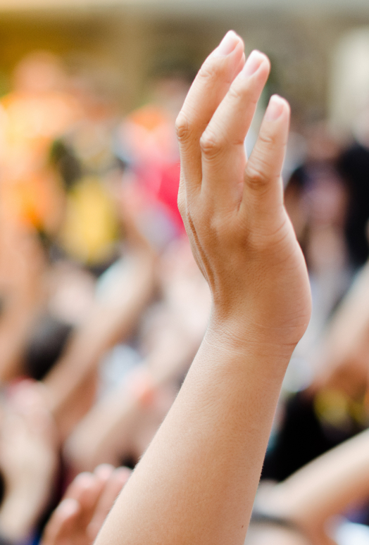 Raised Hand in a Crowd